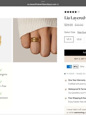 Lia Layered Gold Ring - Polished Gold Stacking Band